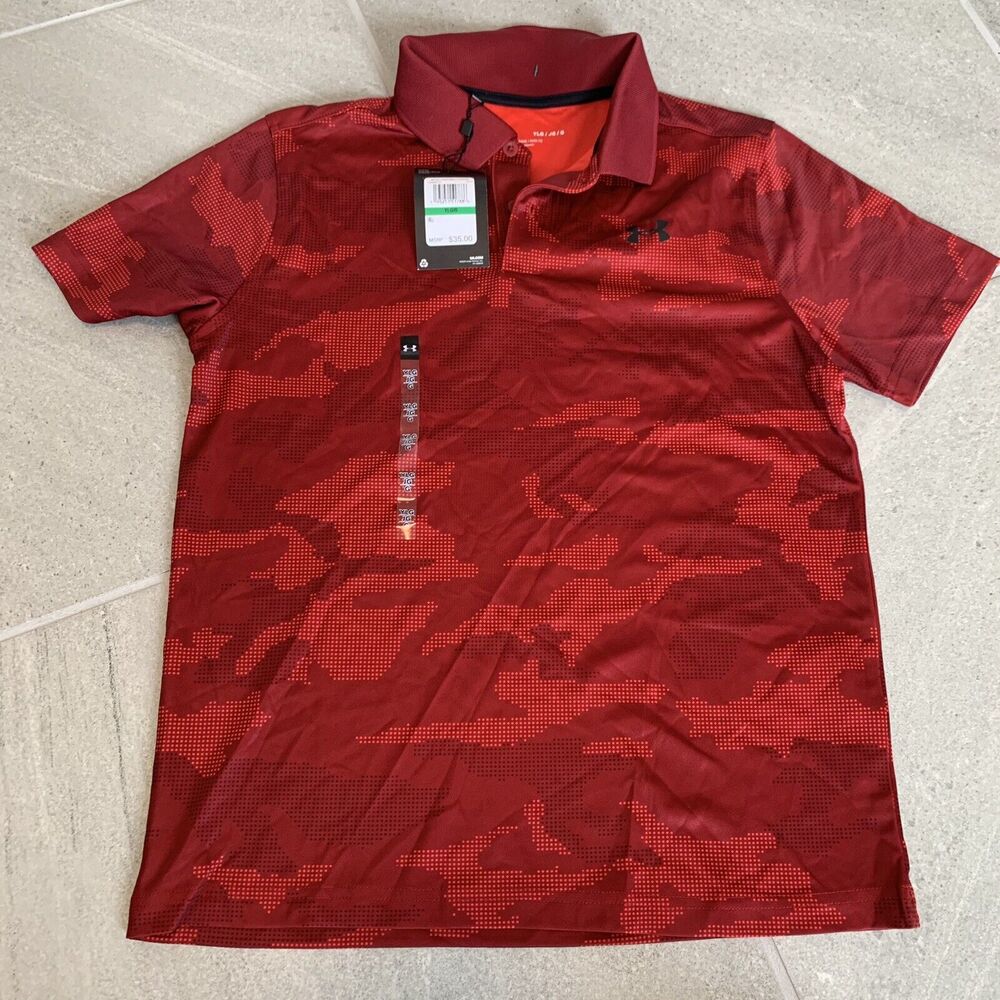 Red Under armour Boys Polo NWT YLG